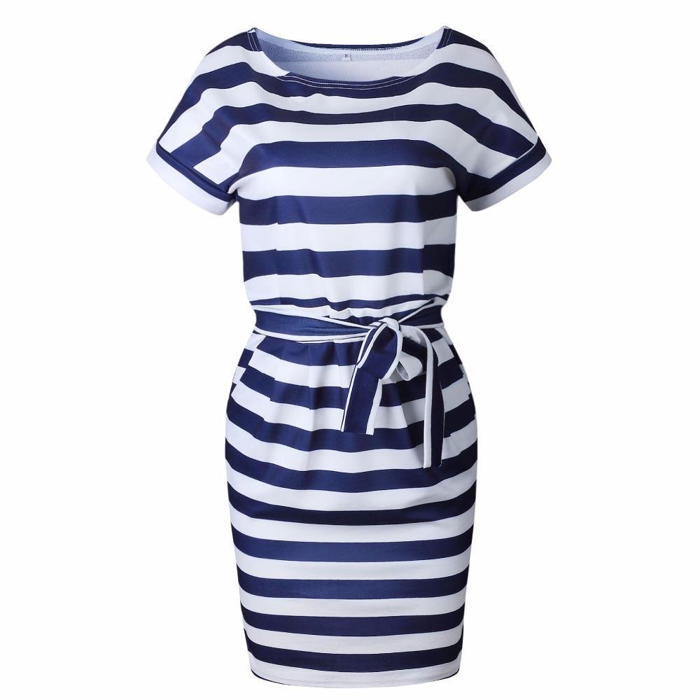 Boat Neck Dress - Bow Belt & Pockets Boat Neck Dress - Bow Belt & Pockets