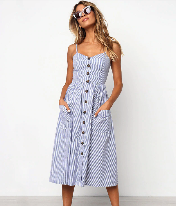 Button down dress sleeveless sales