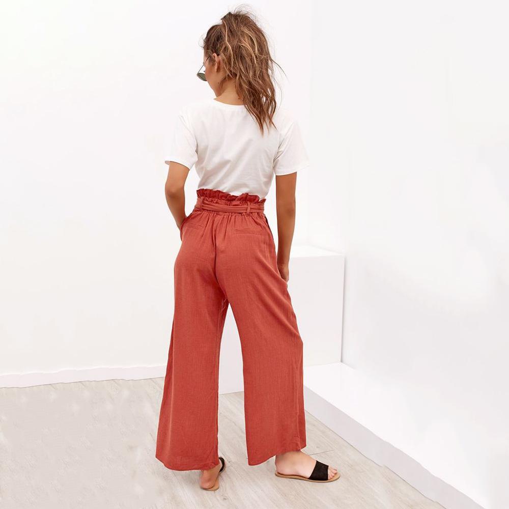 High Waisted Palazzo Pants with Gold Buckles