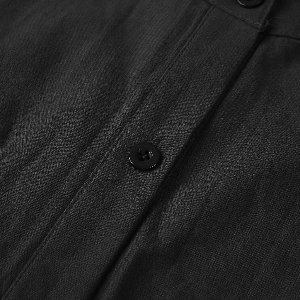 Linen Shirt Dress - O Neck Button Front