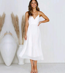 white spaghetti strap dress Spaghetti Strap Midi Dress