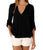 V Neck Chiffon Blouse - Long Sleeve with Buttons-Carmen Candela