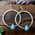 Vintage Boho Silver Turquoise Dangle Hooks Earrings-Carmen Candela