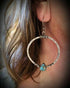 Vintage Boho Silver Turquoise Dangle Hooks Earrings